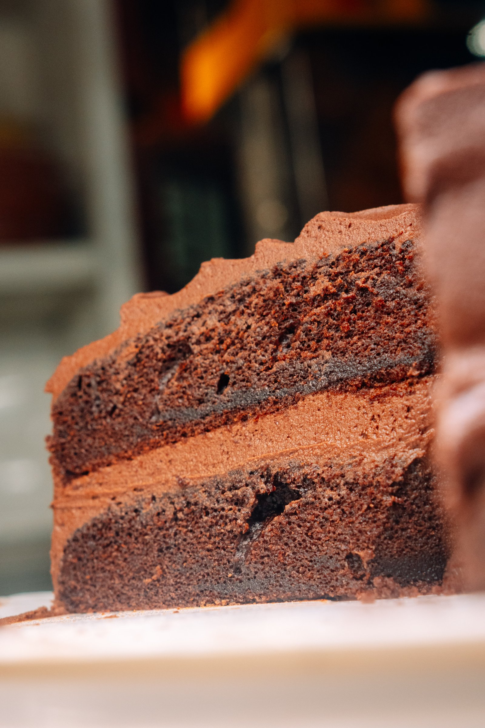 Porción de tarta de chocolate